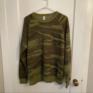 Alternative apparel camo crew neck sweatshirt- size medium